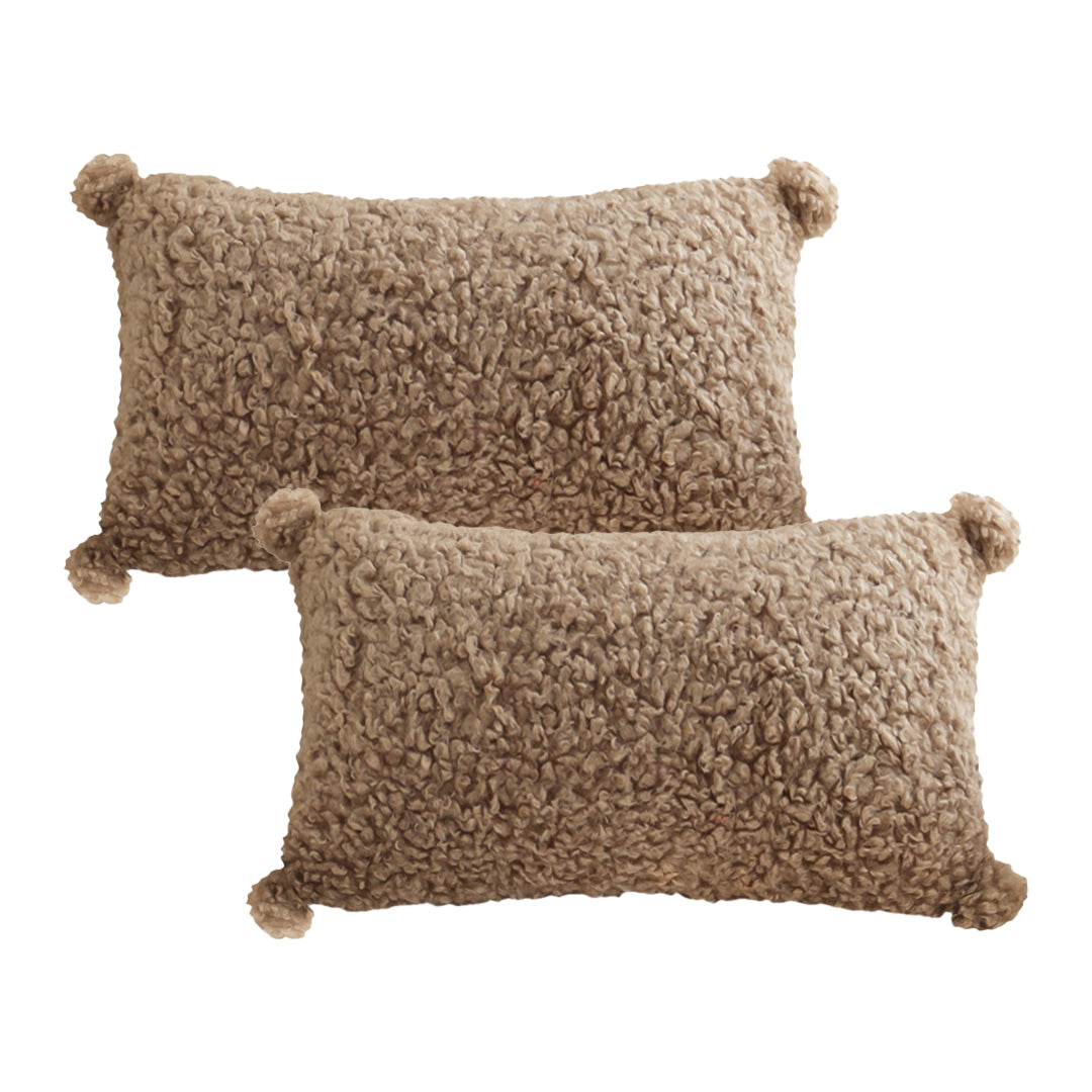 SOGA 2X 30x50cm Sage Green Textured Lumbar Pillow with Tassels