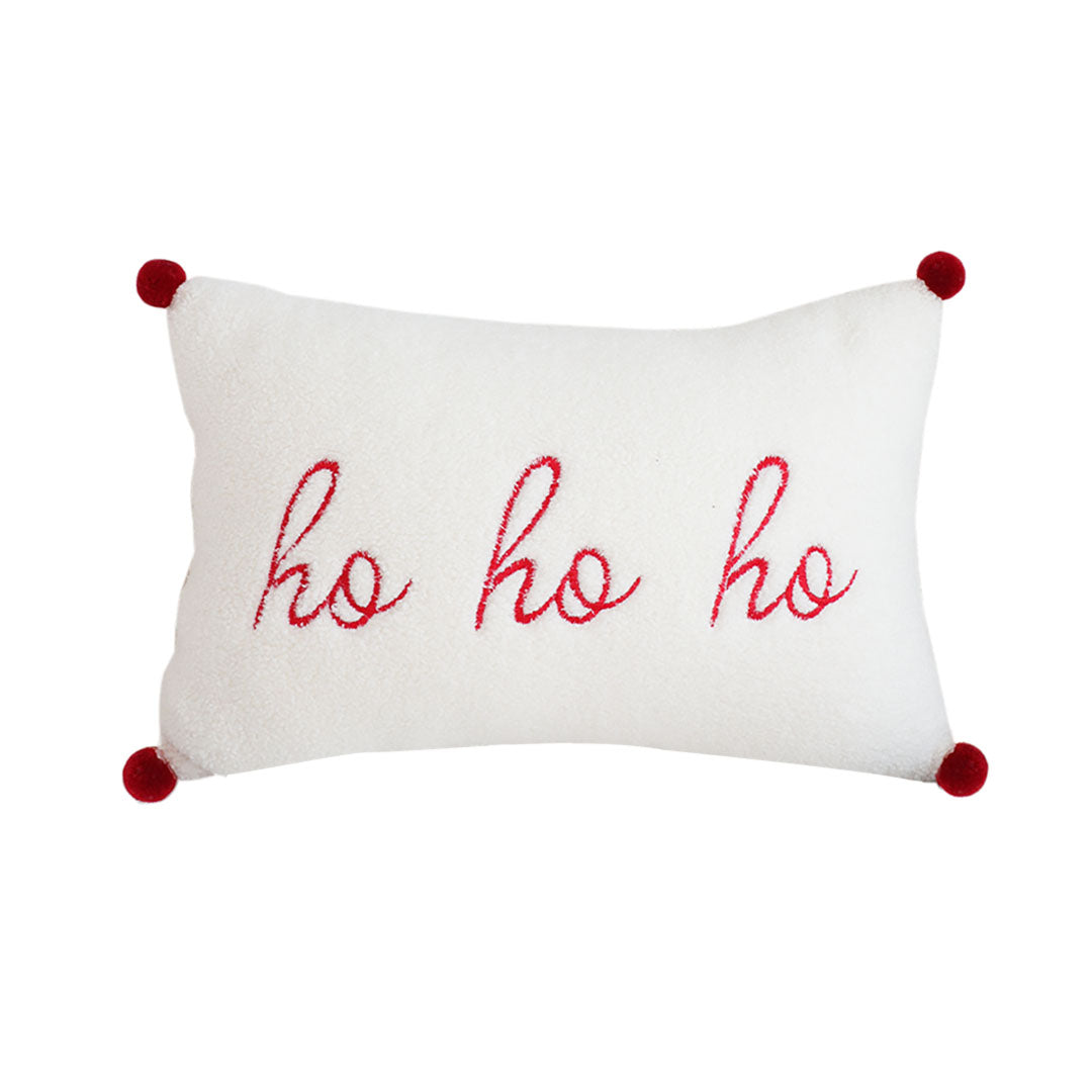 SOGA 45cm Ho Ho Ho Sherpa Christmas Pillowcase