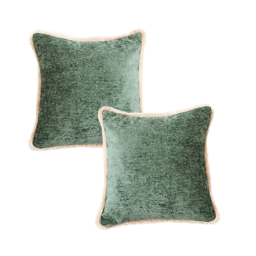 SOGA 2X 45cm Emerald Green Polyester Pillowcases with Fringed Edge