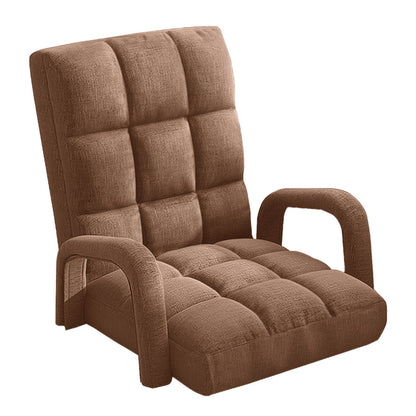 SOGA Foldable Lounge Cushion Adjustable Floor Lazy Recliner Chair with Armrest Coffee