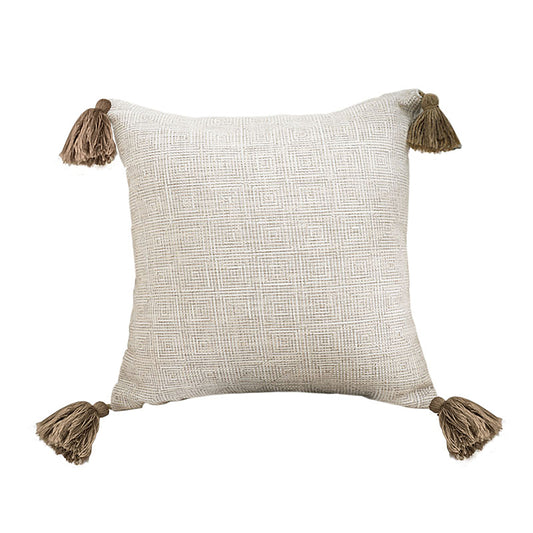 SOGA 50cm Beige Pillow Textured Throw Cover, Luxurious Rib Knit Ribbed Cotton Throw Pillow