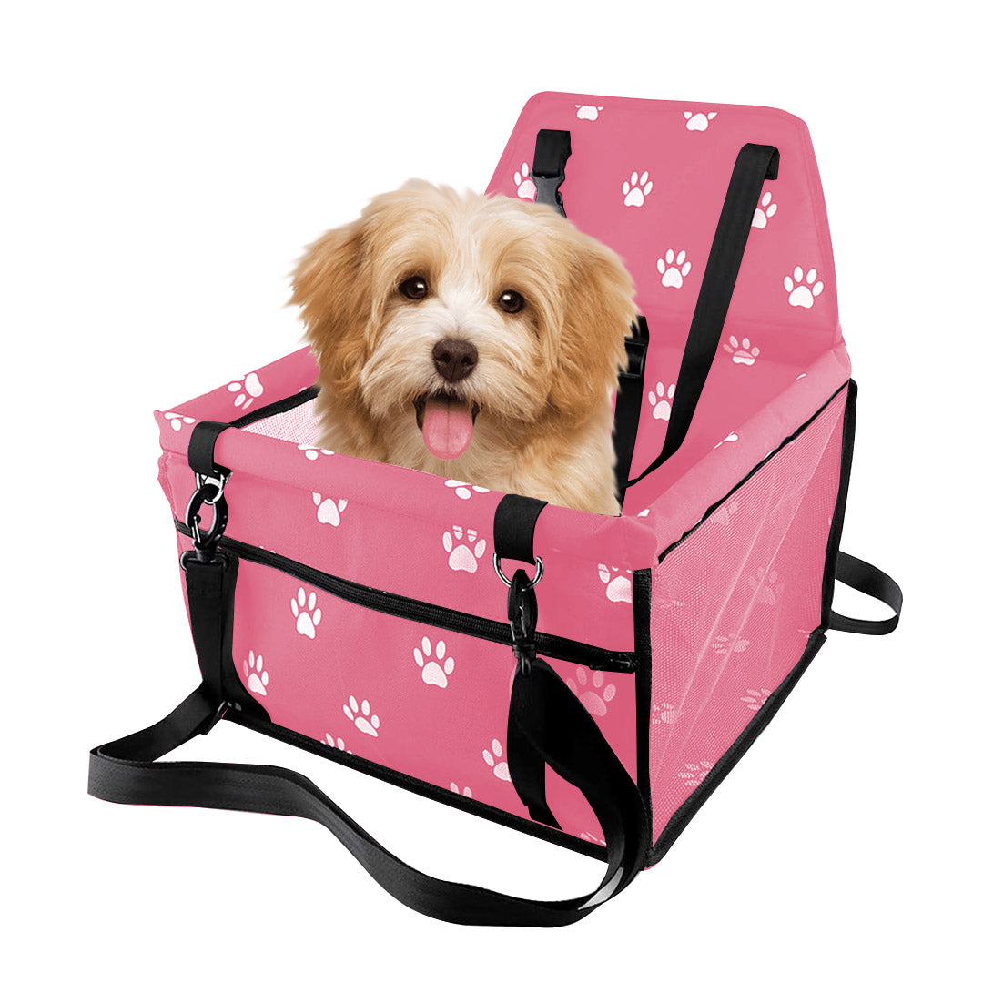 SOGA Waterproof Pet Booster Car Seat Breathable Mesh Safety Travel Portable Dog Carrier Bag Pink