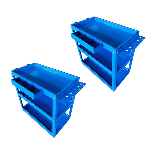 SOGA 2X 3 Tier Tool Storage Cart Portable Service Utility Heavy Duty Mobile Trolley Blue