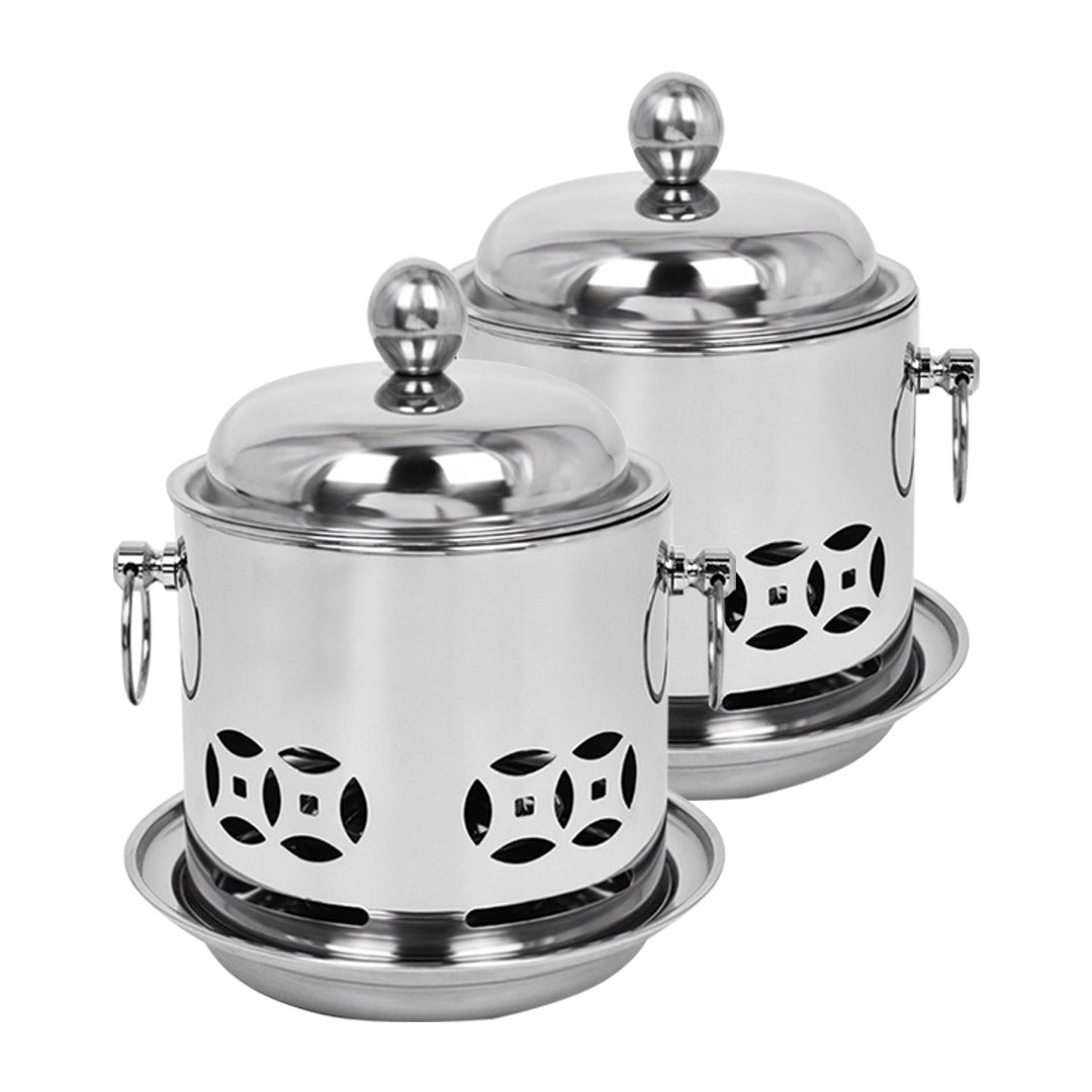 SOGA 2X Stainless Steel Mini Asian Buffet Hot Pot Single Person Shabu Alcohol Stove Burner with Lid