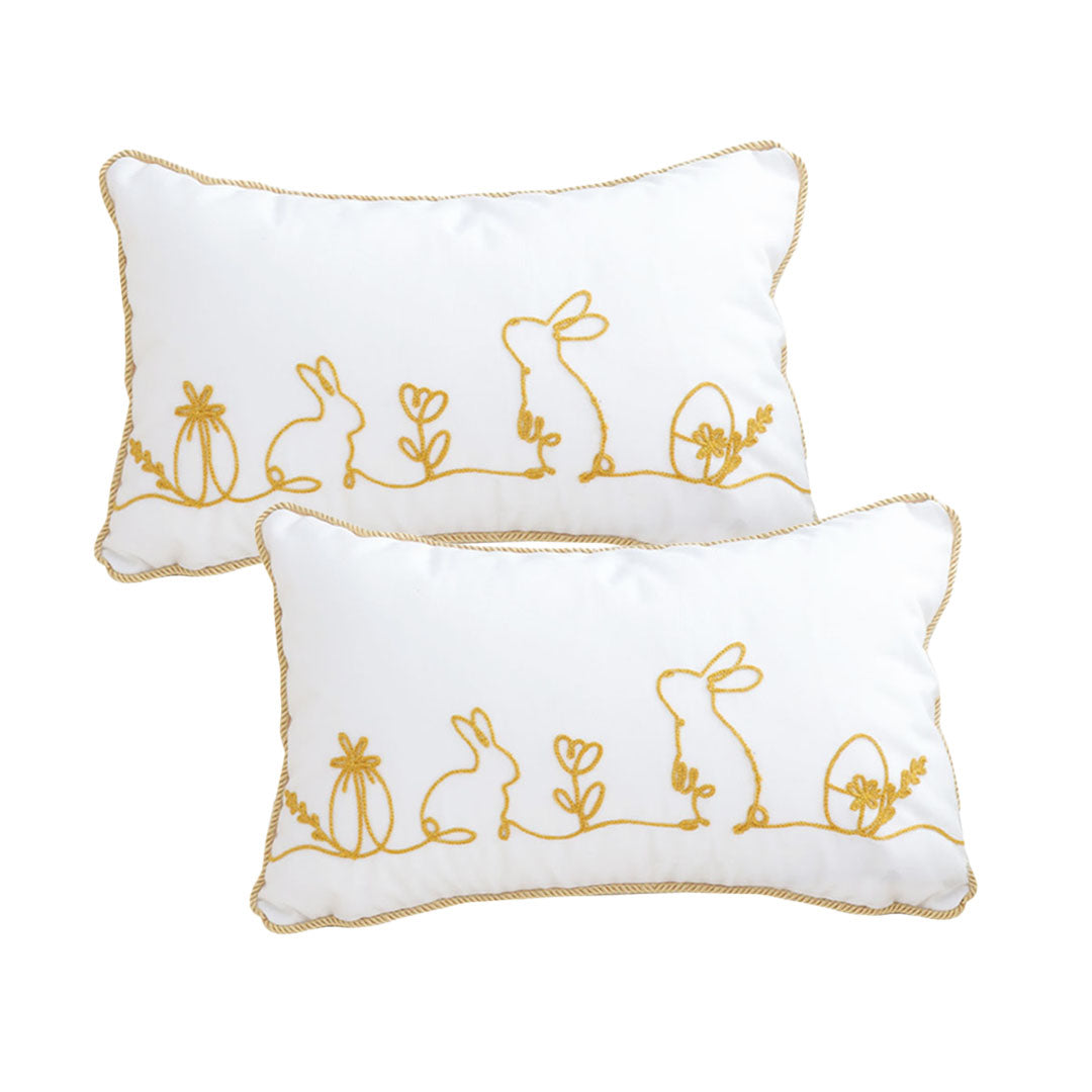 SOGA 2X 30x50cm Elegant White Easter Embroidered Pillowcases