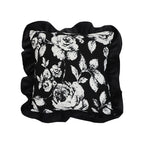 SOGA 45cm Black Floral Throw Pillowcase with Ruffle Edges