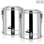 SOGA 2X 7.9 Gal Stainless Steel Insulated Stock Pot Dispenser Hot & Cold Beverage Container With Tap