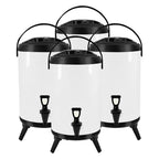 SOGA 4X 2.6 Gal Stainless Steel Insulated Milk Tea Barrel Hot and Cold Beverage Dispenser Container with Faucet White