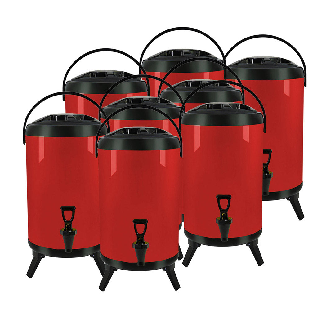 SOGA 8X 2.6 Gallon Stainless Steel Insulated Milk Tea Barrel Hot and Cold Beverage Dispenser Container with Faucet Red