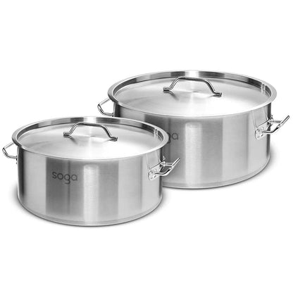 SOGA Stock Pot 14L 83L Top Grade Thick Stainless Steel Stockpot 18/10