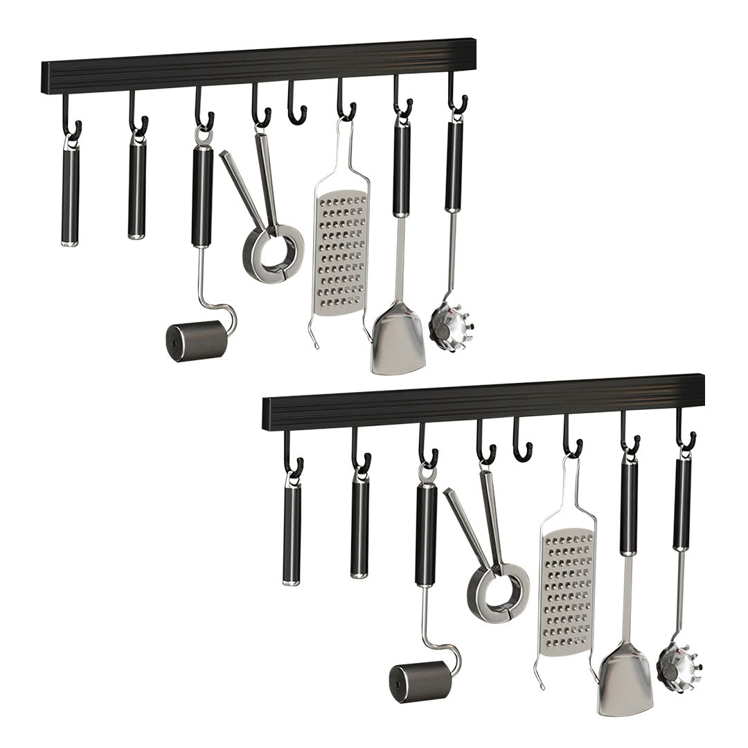 SOGA 2X 41cm Wall Mounted Kitchen Utensil Storage Rack Space-Saving Spatula Organiser with Durable Hooks