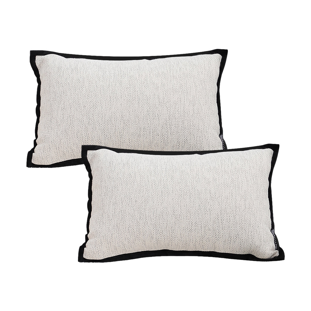 SOGA 2X 30x50cm Olive Green Minimalist Lumbar Pillowcase with Black Trim