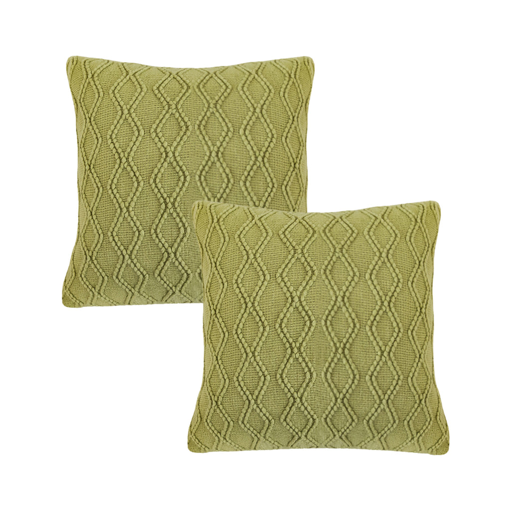 SOGA 2X 45cm Sage Green Cable Knit Pillow Covers – Soft Decorative Cushion Cases for Sofa, Bed, and Home Décor