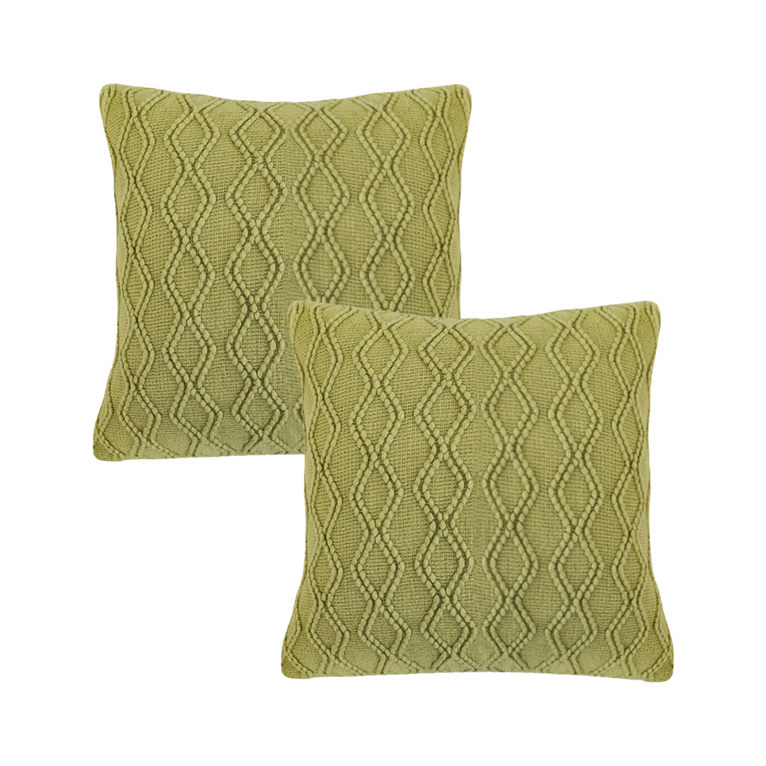 SOGA 2X 45cm Sage Green Cable Knit Pillow Covers – Soft Decorative Cushion Cases for Sofa, Bed, and Home Décor