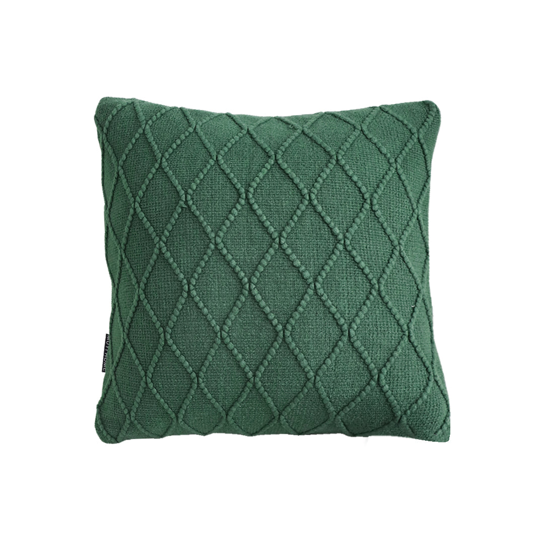 SOGA 45cm Forest Green Diamond Knit Pillowcase