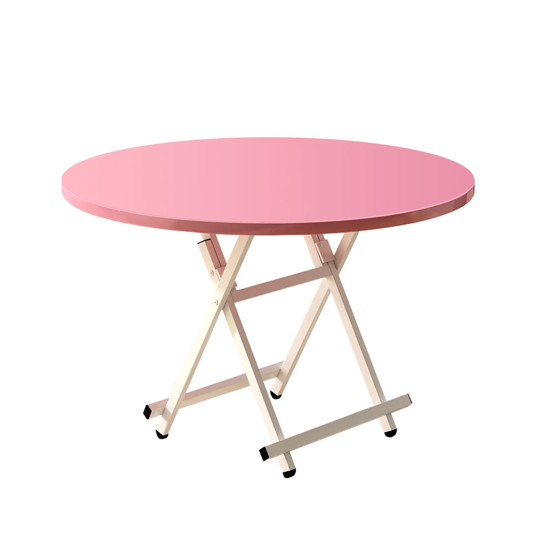 SOGA Pink Dining Table Portable Round Surface Space Saving Folding Desk Home Decor