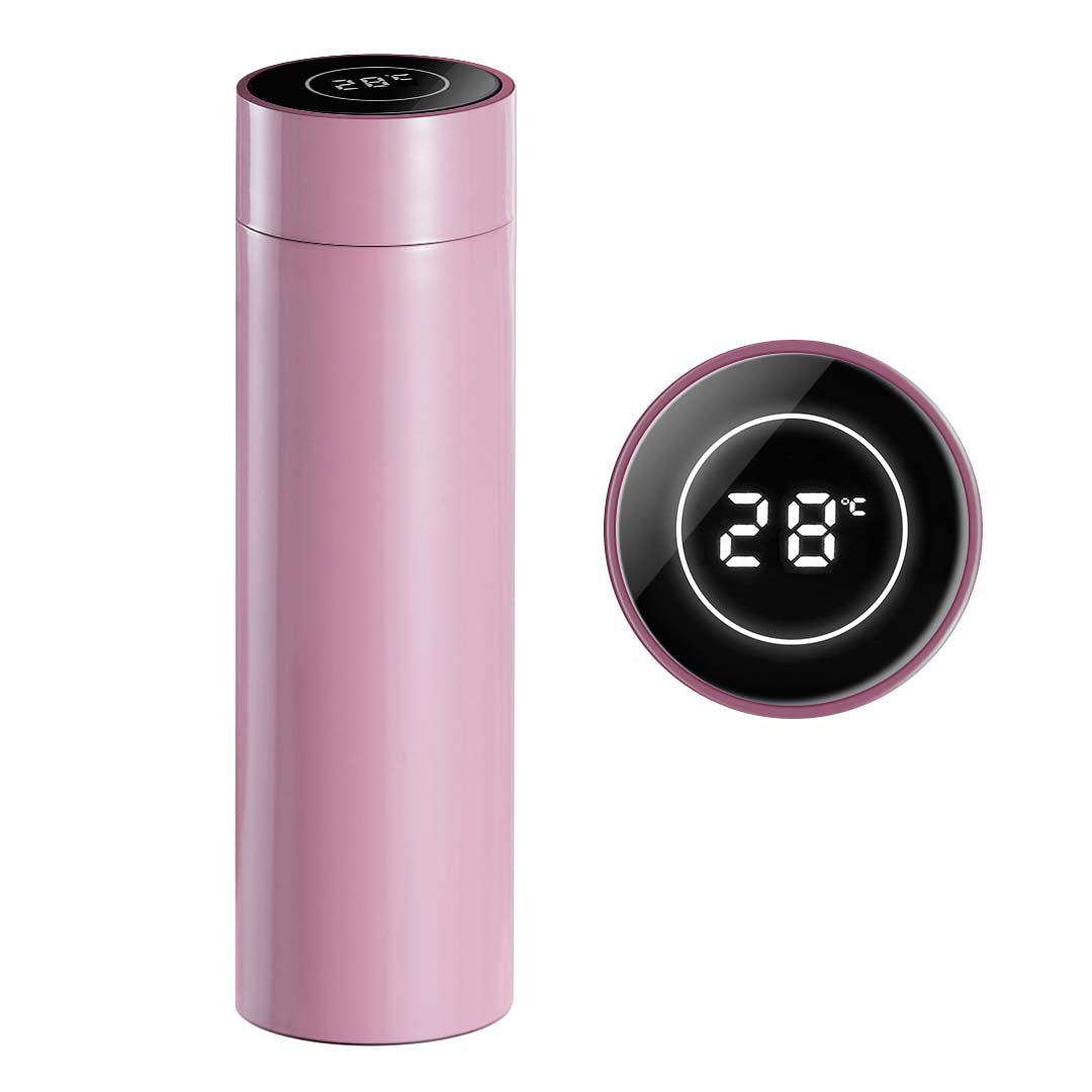 SOGA 500ML Stainless Steel Smart LCD Thermometer Display Bottle Vacuum Flask Thermos Pink