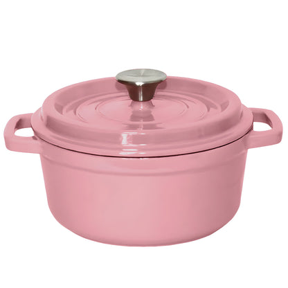 SOGA Cast Iron Enamel Porcelain Stewpot Casserole Stew Cooking Pot With Lid 3.6L Pink 24cm