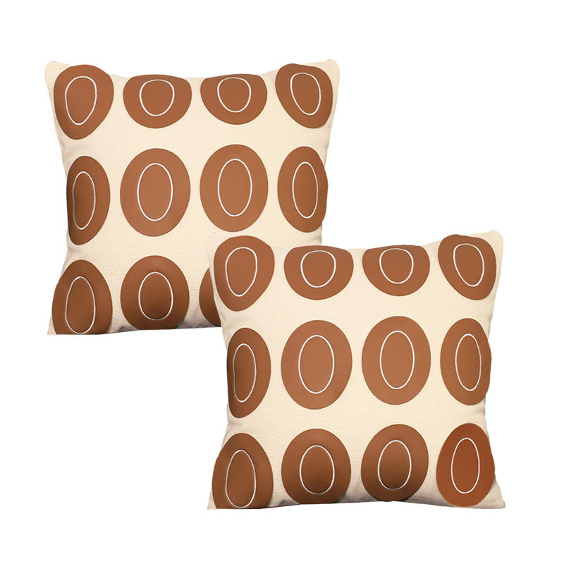 SOGA 2X 45cm Modern Cream Brown Oval Pattern Textured Pillowcase