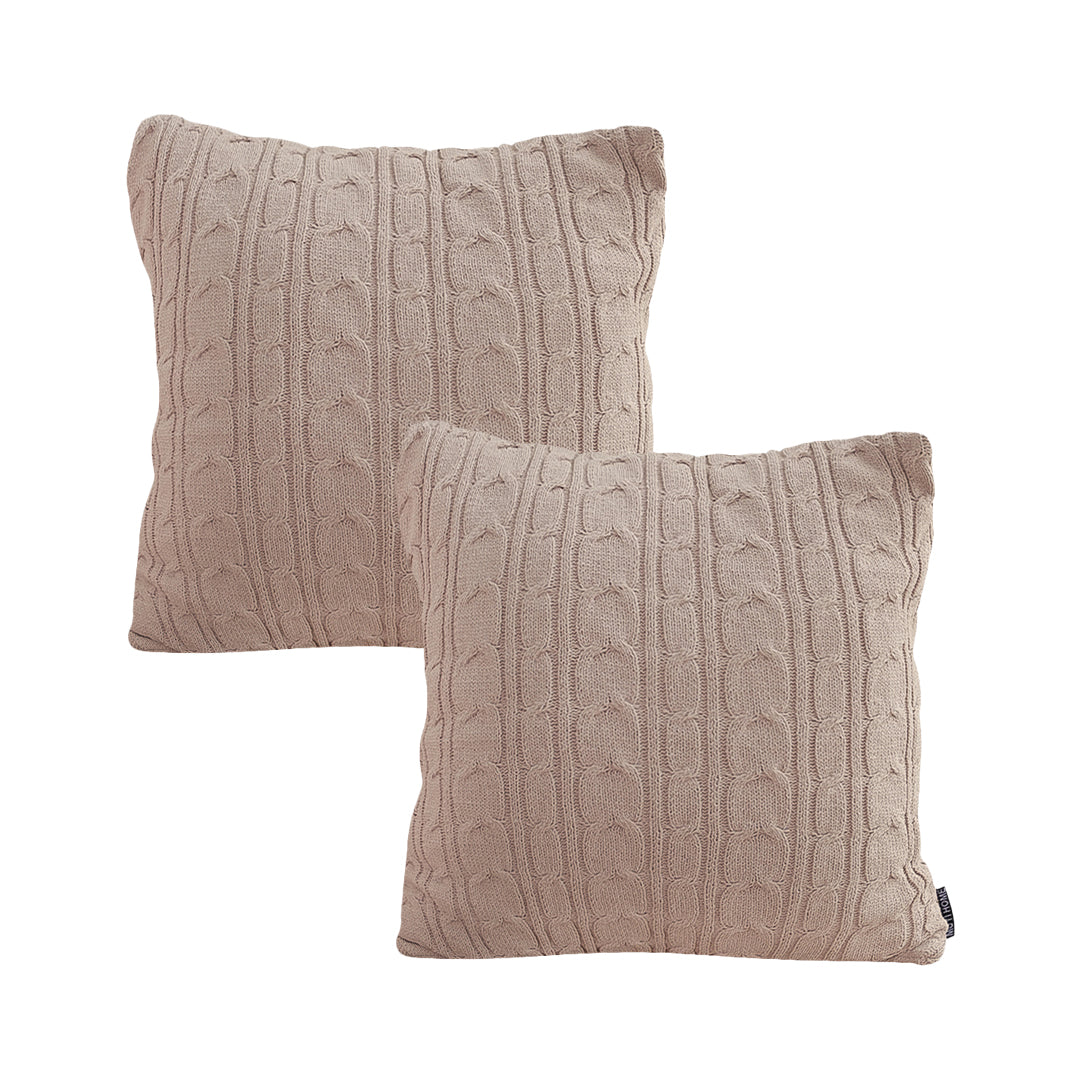 SOGA 2X 45cm Dusty Rose Cable Knit Decorative Pillowcase