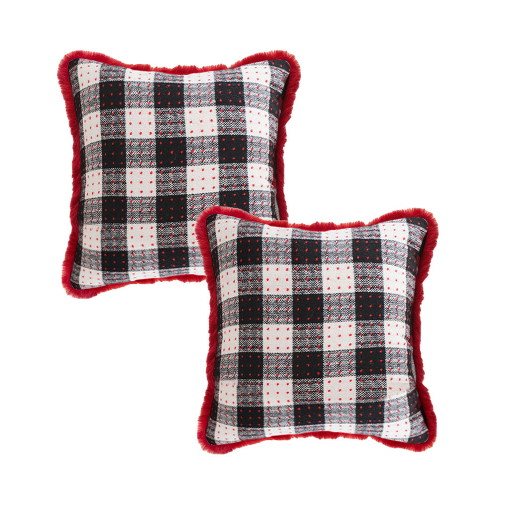 SOGA 2X 45cm CozyFest Square Buffalo Plaid Fleece Pillowcase