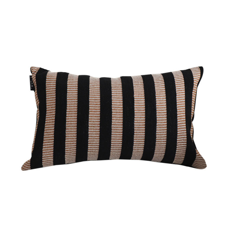 SOGA 30x50cm Black & Tan Striped Rectangular Pillowcase