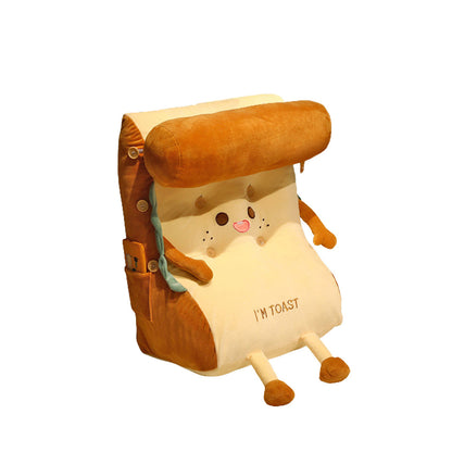 SOGA Cute Face Toast Bread Wedge Cushion Stuffed Plush Cartoon Back Support Pillow Home Decor