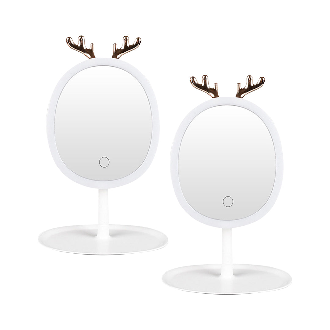 SOGA 2X White Antler LED Light Makeup Mirror TaSOGA 2X White Antler LED Light Makeup Mirror Tabletop Vanity Home Decorbletop Vanity Home Decor