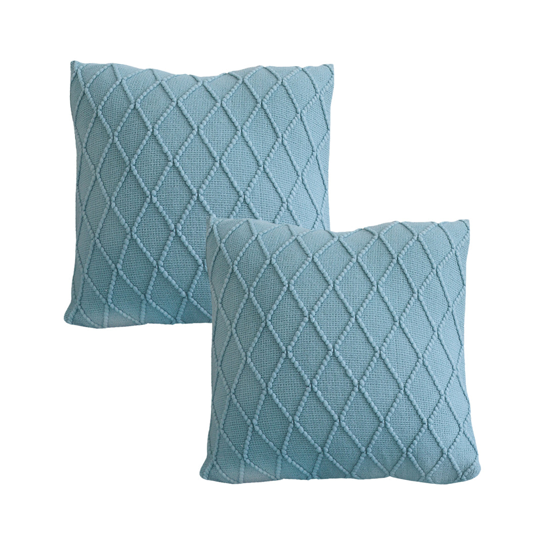 SOGA 2X 45cm Sky Blue Diamond Knit Pillowcase
