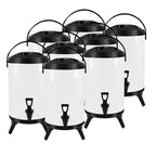 SOGA 8X 3.7 Gal Stainless Steel Insulated Milk Tea Barrel Hot and Cold Beverage Dispenser Container with Faucet White