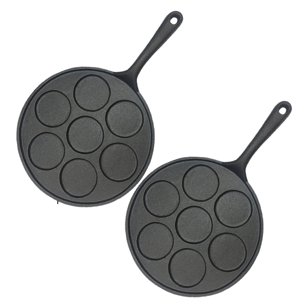 SOGA 2X 23cm Cast Iron Takoyaki Fry Pan Octopus Balls Maker 7 Hole Cavities Grill Mold