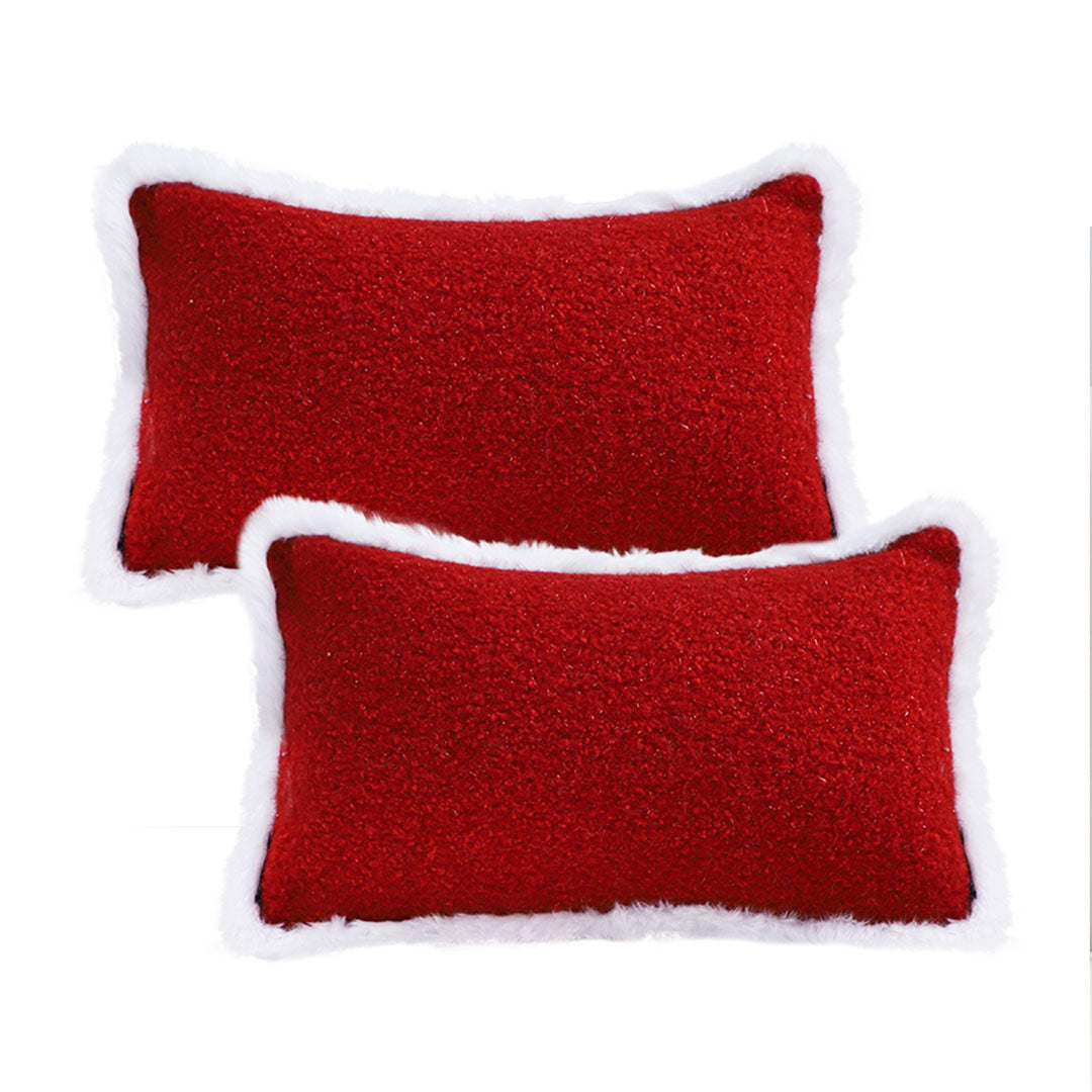 SOGA 2X 30x50cm Luxe Burgundy Textured Lumbar Pillow Cover