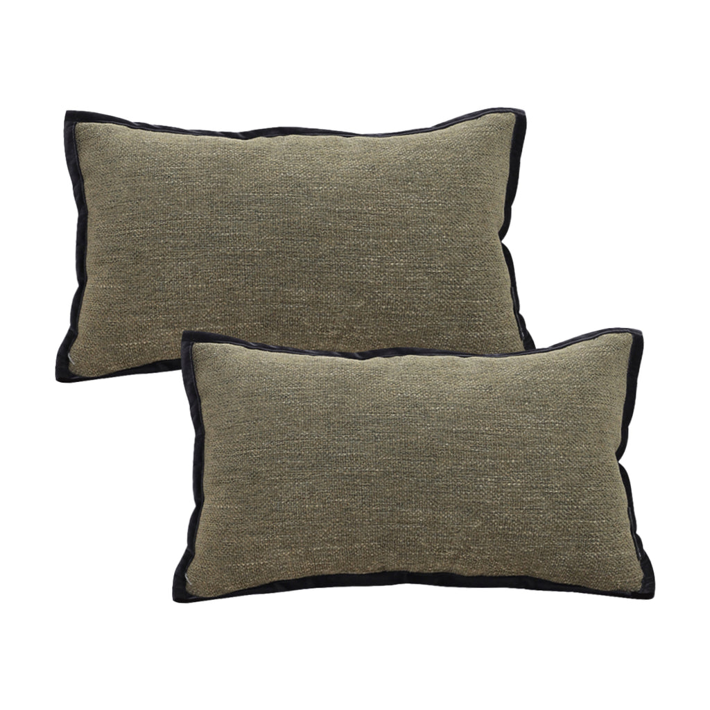 SOGA 2X 30x50cm Versatile Olive Green Lumbar Pillowcase with Black Border