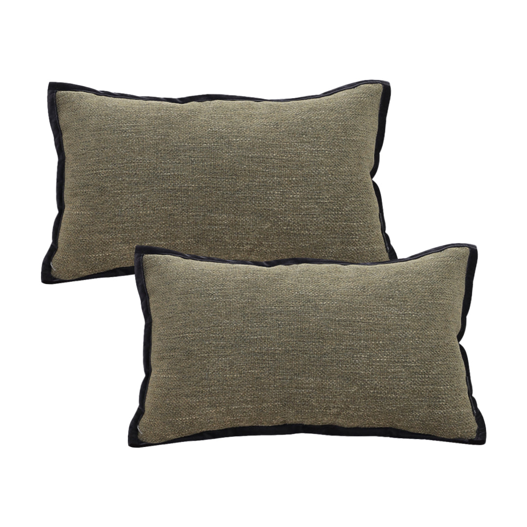 SOGA 2X 30x50cm Versatile Olive Green Lumbar Pillowcase with Black Border