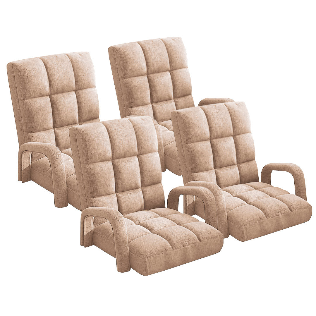 SOGA 4X Foldable Lounge Cushion Adjustable Floor Lazy Recliner Chair with Armrest Khaki