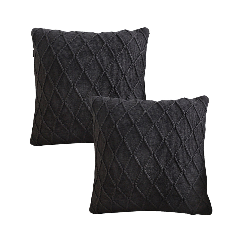 SOGA 2X 45cm Charcoal Grey Cable Knit Pillow Covers – Soft Decorative Cushion Cases for Sofa, Bed & Home Décor