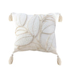 SOGA 45cm Luxe Cream Quilted Pillow Cover with Tassels