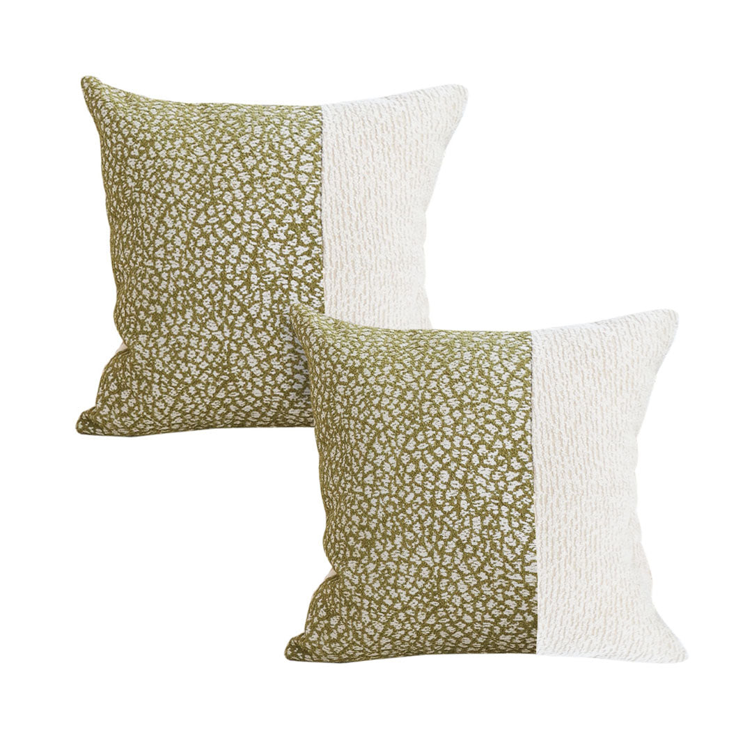 SOGA 2X 45cm Elegant Textured Pillowcase – Modern Green & Cream Accent