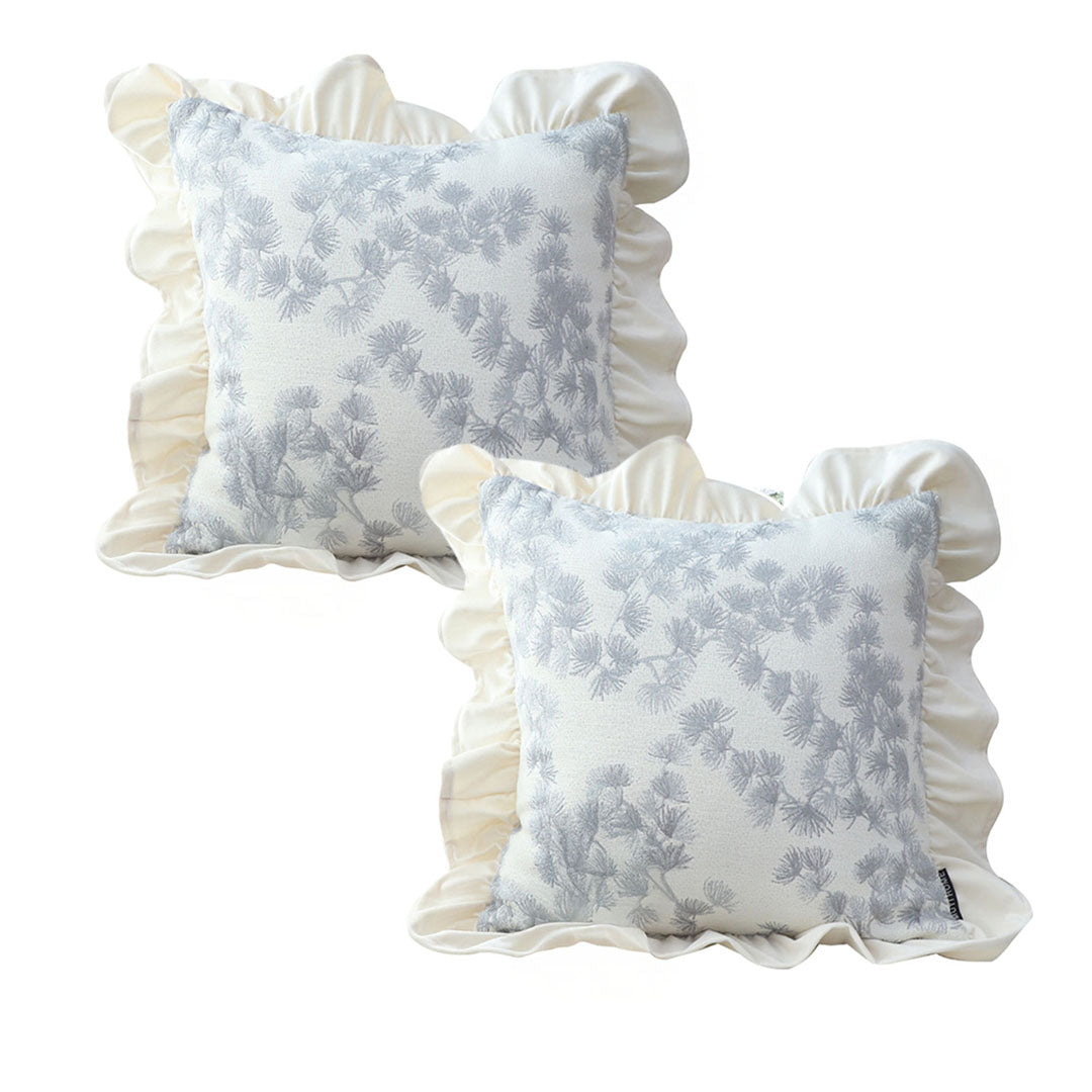 SOGA 2X 45cm White Floral with Ruffle Trim Pillowcase