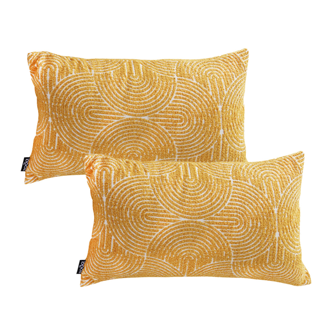 SOGA 2X 30x50cm Mustard Yellow Geometric Lumbar Pillowcase for Home Decor