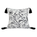 SOGA 45cm  Elegant Black & White Cushion Cover with Tassels