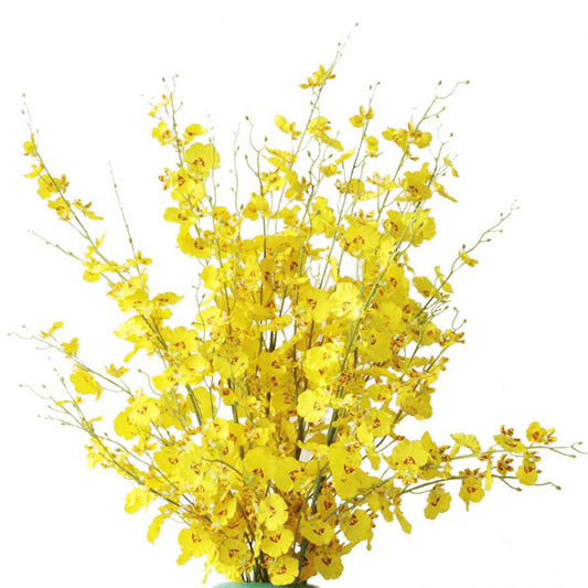 SOGA 10pcs Artificial Silk Flower Fake Orchid Bouquet Table Decor Yellow