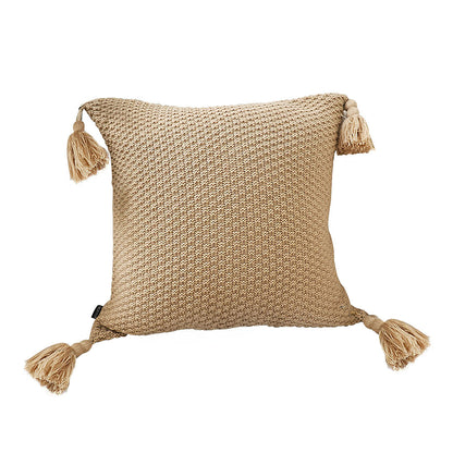 SOGA 50CM Light Brown Pillow with Tassel Accents, Rizzy Transitional Cover Throw Pillow