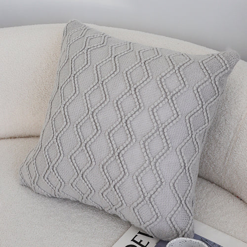 SOGA 2X 17.72in Light Gray Diamond Knit Pillowcases Soft Textured Cushion Covers