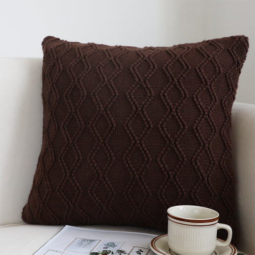 SOGA 2X 17.72in Deep Chocolate Brown Diamond Knit Pillowcases Soft Decorative Covers