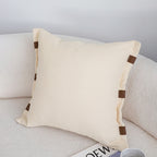 SOGA 2X 45cm Modern Cream Leather Tab Detail Textured Pillowcase