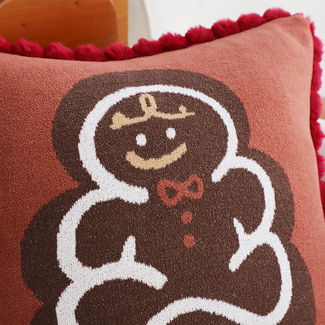 SOGA 45cm Cozy Christmas Gingerbread Man Accent Pillowcase