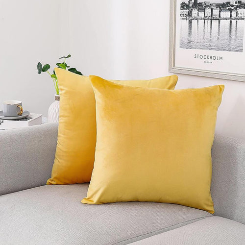 SOGA 2X 45cm Golden Yellow Velvet Pillowcase – Luxurious Soft Cushion Covers for Elegant Home Décor