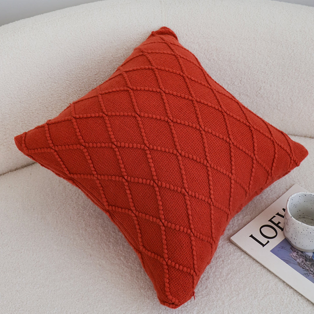SOGA 2X 45cm Classic Red Diamond Knit Pillowcases – Soft Decorative Cushion Covers for Sofa, Bed & Home Décor
