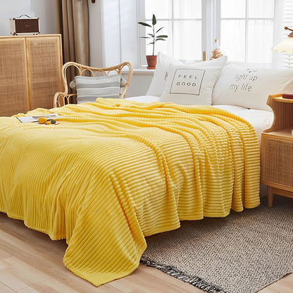 SOGA 2X Throw Blanket Warm Cozy Striped Pattern Thin Flannel Coverlet Fleece Bed Sofa Comforter